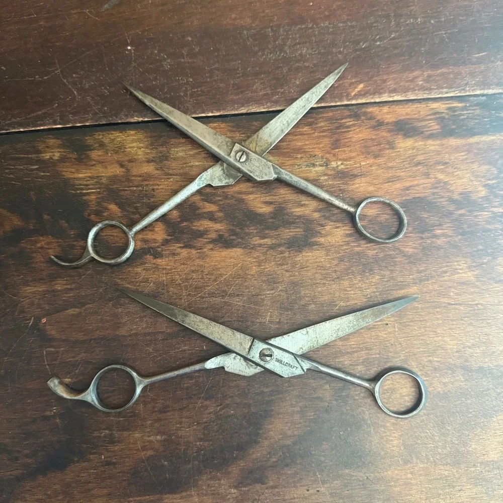Set of‎ 2 Vintage Barber Shears Scissors Skilcraft Craftsman Made In USA